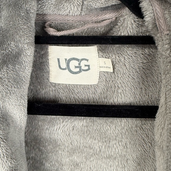 UGG women’s charcoal gray Marlow fleece plush long bathrobe. Size Small. - Picture 3 of 9